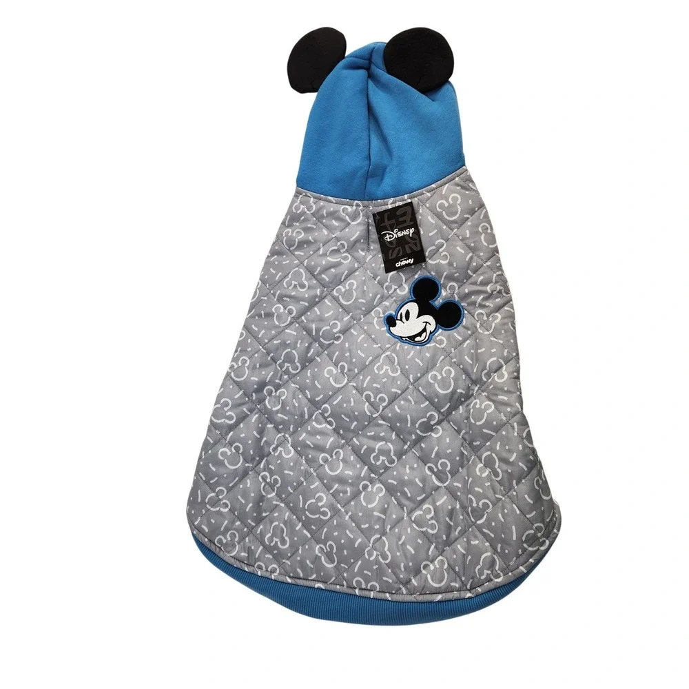 Disney Chewy Mickey Mouse Pet‎ Puffer Coat Gray Blue XL Dog Jacket SKU 264611